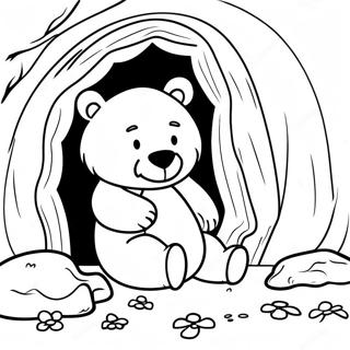 Sovande Björn i Mysig Grotta Målarbild | Björnen Snarkar målarbild