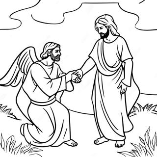 Frestande av Jesus Färgläggningssida | Frestande av Jesus målarbild
