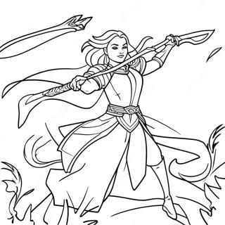 Aelin Galathynius i strid målarbild | Glasets tron målarbild
