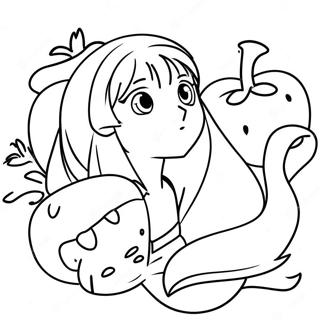 Fruktkorg Anime Färgläggningssida | Fruktkorg Anime målarbild