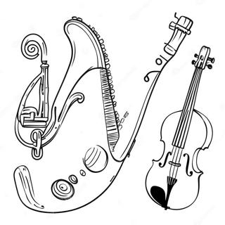 Färgglada Musikinstrument Färgläggningssida | Jag Älskar Musik målarbild