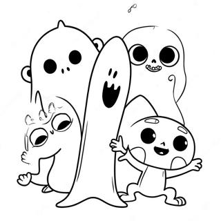 Spooky Monster Vänner Färgläggningssida | Monster Mash målarbild