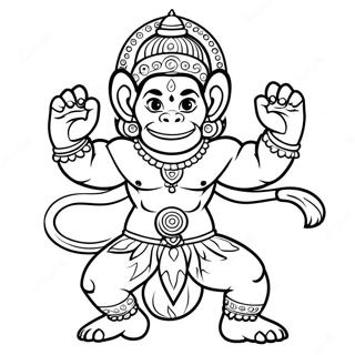 Hanuman Färgläggningssida | Hanuman målarbild