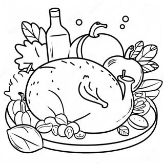 Friendsgiving fest färgläggningssida | Vännersgivande målarbild