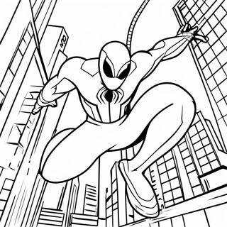 Scarlet Spider Svingande Genom Staden Målarbild | Skarlakansspindeln målarbild