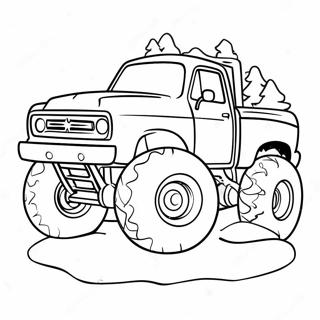 Festlig Julmonstertruck Körande Genom Snön Målarbild | Jul Monster Truck målarbild