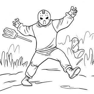 Jason Voorhees Jagande Offer Målarbild | Jason Voorhees målarbild