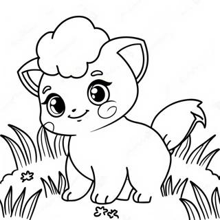 Söt Vulpix som leker i gräset Målarbild | Vulpix målarbild