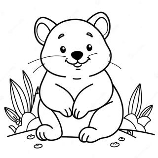 Söt Wombat Sittande Målarbild | Vombat målarbild