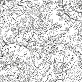 Intrikata blommönster färgläggningssida | Blomma Vuxen målarbild
