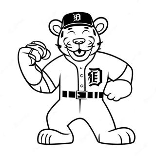 Detroit Tigers Maskot Färgläggningssida | Detroit Tigers målarbild
