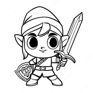Toon Link med Master Sword Färgläggningssida | Tecknad Link målarbild