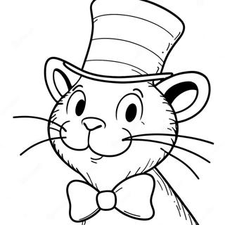 Fantasifull katt i hatten färgläggningssida | Dr. Seuss målarbild