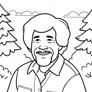 Bob Ross Färgläggningssida | Bob Ross målarbild