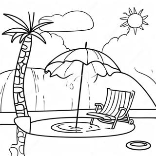 Solig dag vid poolen färgläggningssida | Pool målarbild