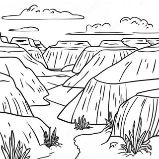 Vackra Badlands nationalpark färgläggningssida | Syddakota målarbild