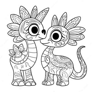 Färgglada Alebrijes från Coco färgläggningssida | Alebrijes Coco målarbild
