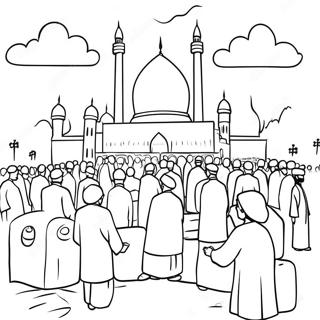 Eid Al Adha Bönsamling Målarbild | Eid Al Adha målarbild