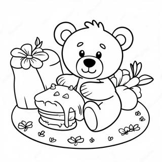 Teddybjörn Picknick Målarbild | Teddy Björn Picknick målarbild