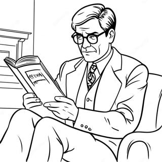 Atticus Finch Läser en Bok Målarbild | Att döda en mockingbird målarbild
