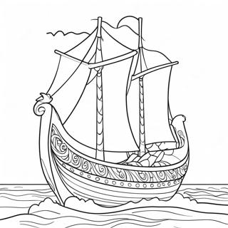Svenskt Vikingaskepp Målarbok | Sverige målarbild