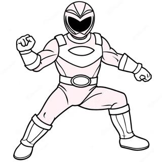 Rosa Power Ranger Action Pose Målarbok | Rosa Power Ranger målarbild