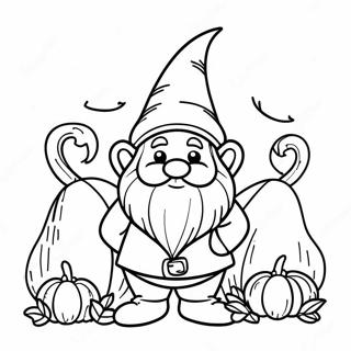 Höstgnome med pumpa färgläggningssida | Höst Gnom målarbild