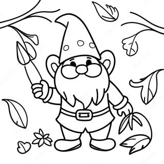 Glad höstgnome färgläggningssida | Höst Gnom målarbild