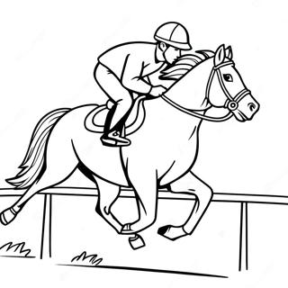 Jockey Rittande på en Galopperande Häst Målarbild | Jockey Ridhäst målarbild
