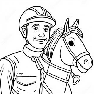 Färgglad Jockey med ett Vinnande Leende Målarbild | Jockey Ridhäst målarbild