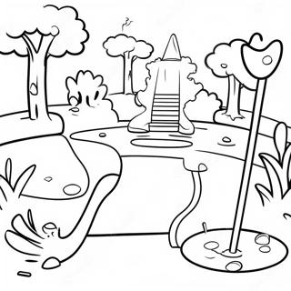 Färgglada Mini Golf Hinder Målarbild | Minigolf målarbild