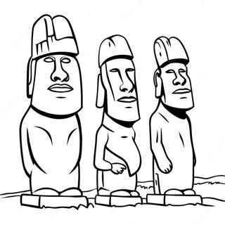 Påskön Moai Statyer Målarbild | Påskön målarbild