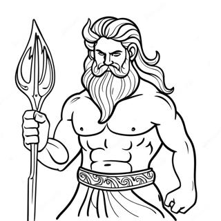 Poseidon med Trident Målarbild | Poseidon målarbild