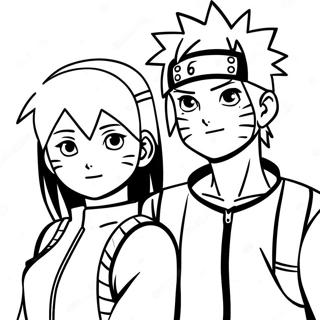 Naruto och Hinata färgläggningssida | Naruto och Hinata målarbild
