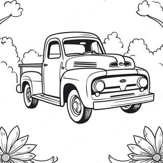 Klassisk Ford Lastbil med Vintage Design Färgläggningssida | Realistisk Ford Lastbil målarbild