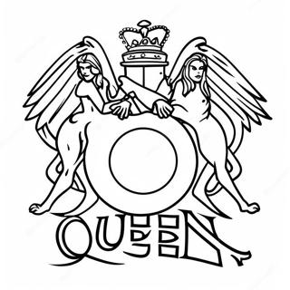 Queen Band Logotyp Färgläggningssida | Queen Band målarbild