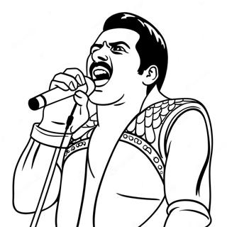 Freddie Mercury Sjungande Färgläggningssida | Queen Band målarbild