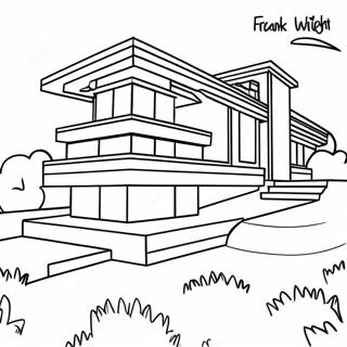 Frank Lloyd Wright Ikonisk Prairie Stil Färgläggningssida | Frank Lloyd Wright målarbild