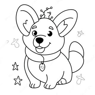 Festlig Jul Corgi med Ljus Målarbild | Jul Corgi målarbild