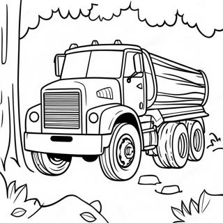 Stor Avverkningslastbil i Skogen Målarbild | Avverkningslastbil målarbild
