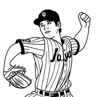 Shohei Ohtani kastande aktion färgläggningssida | Shohei Ohtani målarbild