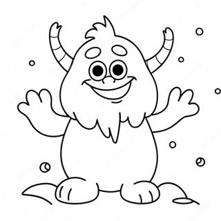 Sött Fryst Snömonster med Snöflingor Målarbild | Fryst Snömonster målarbild