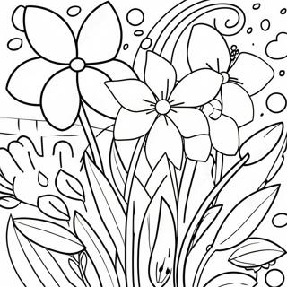 Färgglad Vildblomsterbukett Målarbok | Vildblomma målarbild