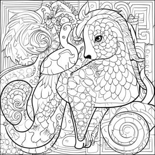 Färgglada Djur Mosaik Mönster Målarbok | Djur Mosaik målarbild