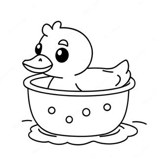 Söt Gummiducka i Badkar Målarbild | Badkar målarbild