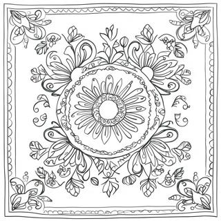 Blommig Bandana-design Färgläggningssida | Bandana målarbild