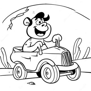 Fred Flintstone Körande Bilen Målarbild | Flintstones målarbild