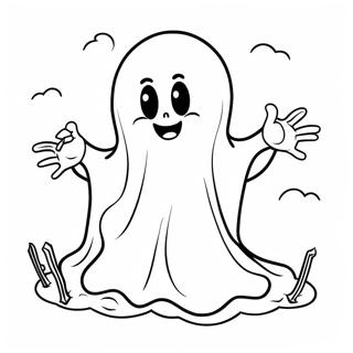 Bedårande Halloween Spöke Målarbild | Söta Halloween målarbild