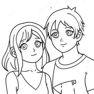 Söt Estetisk Anime Par Målarbild | Estetisk Anime målarbild