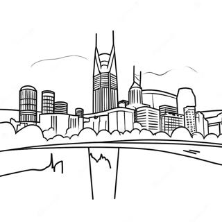 Färgläggningssida med Nashville Skyline | Nashville målarbild